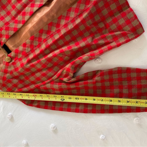 Vintage Red and Camel Plaid Bolero Jacket - Picture 4 of 7